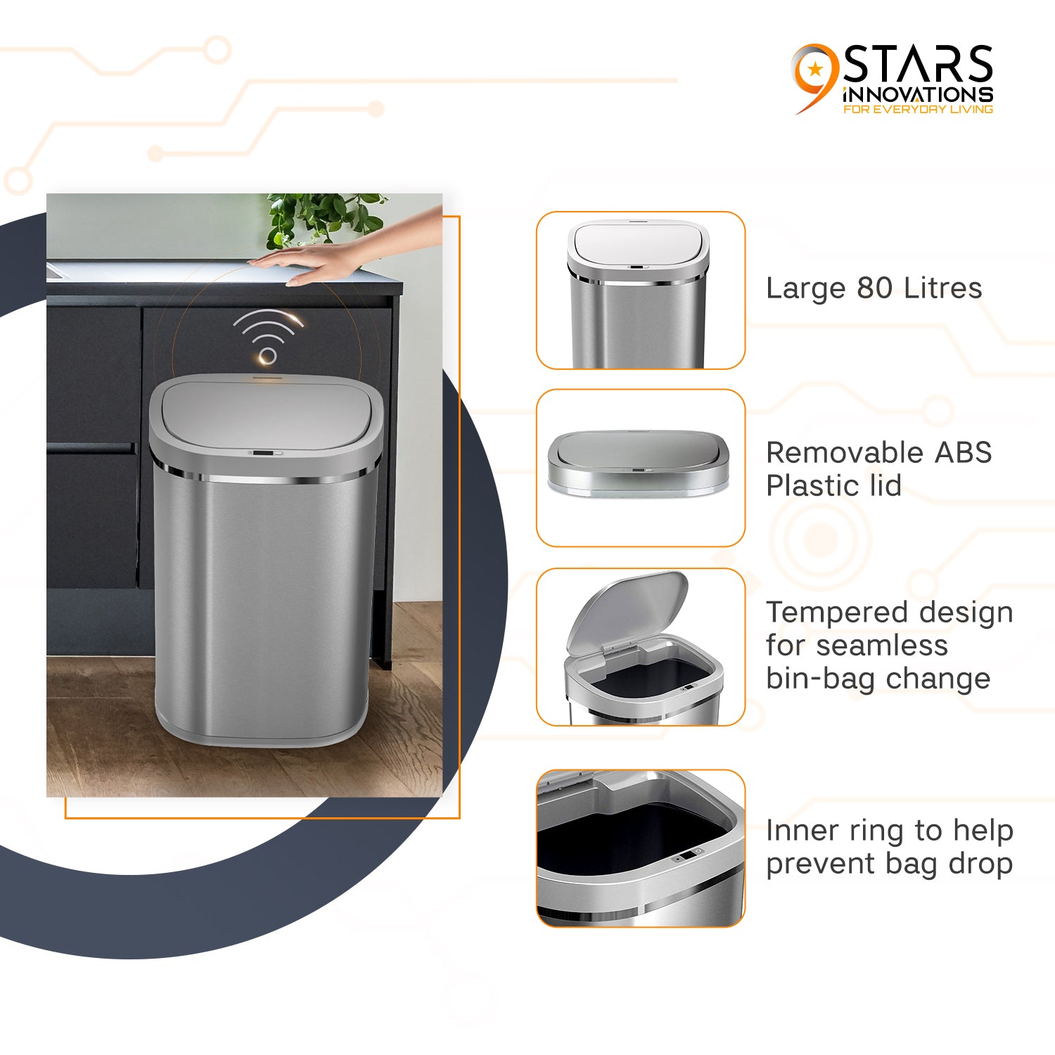 80L and 8L Set of 2 Bins - Kitchen and Bathroom