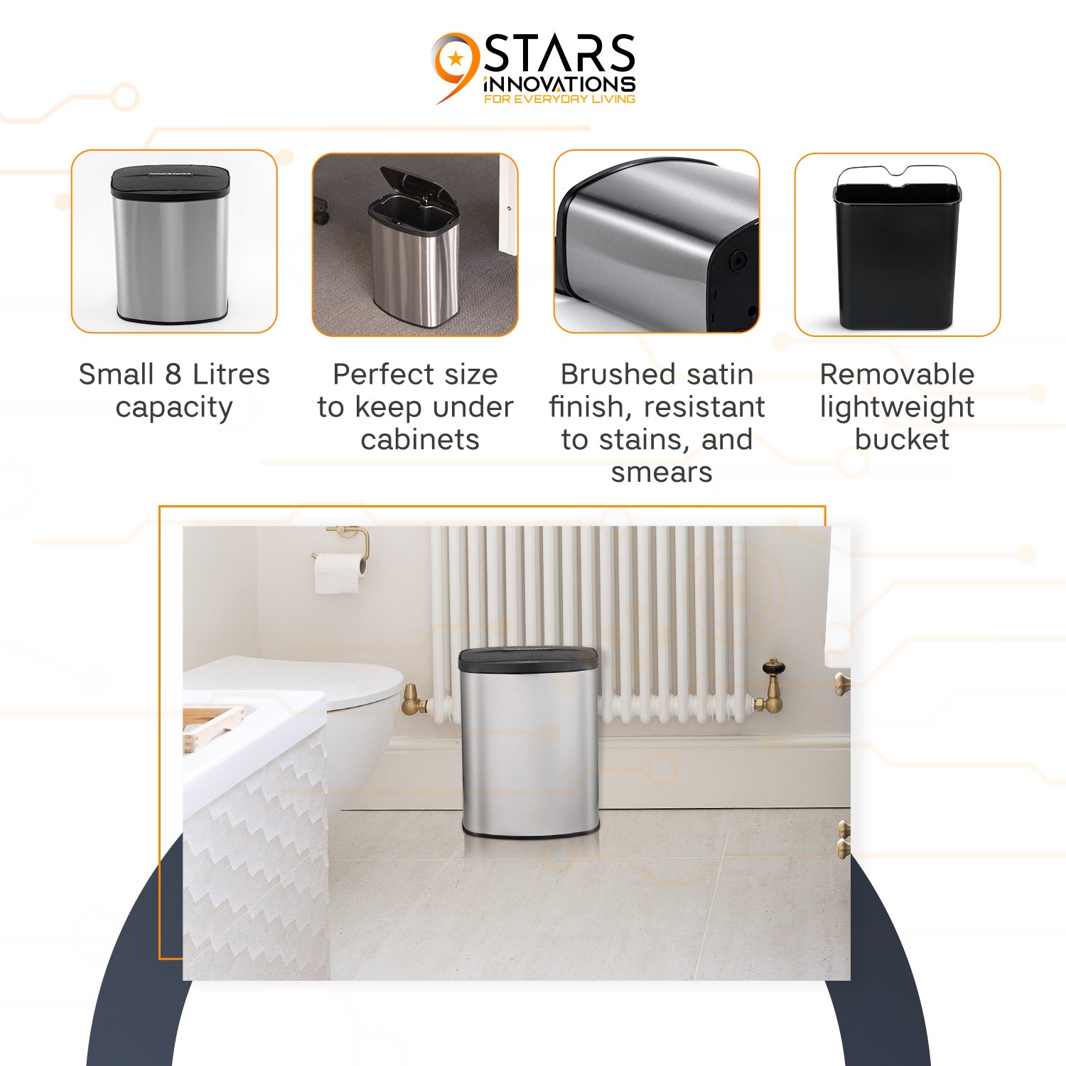 80L and 8L Set of 2 Bins - Kitchen and Bathroom