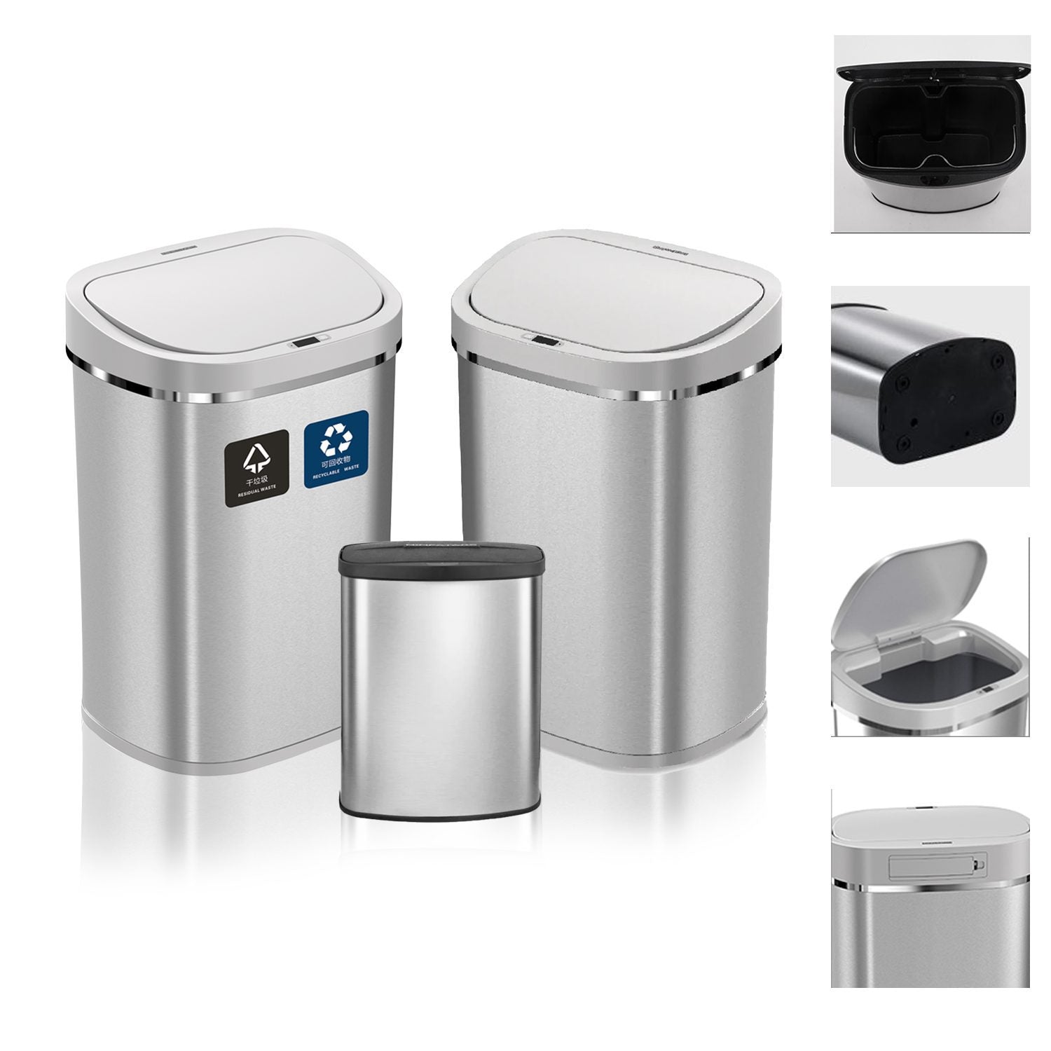 Recycling Bin Set - 80L + Dual Compartment 80L + 8L Food Bin