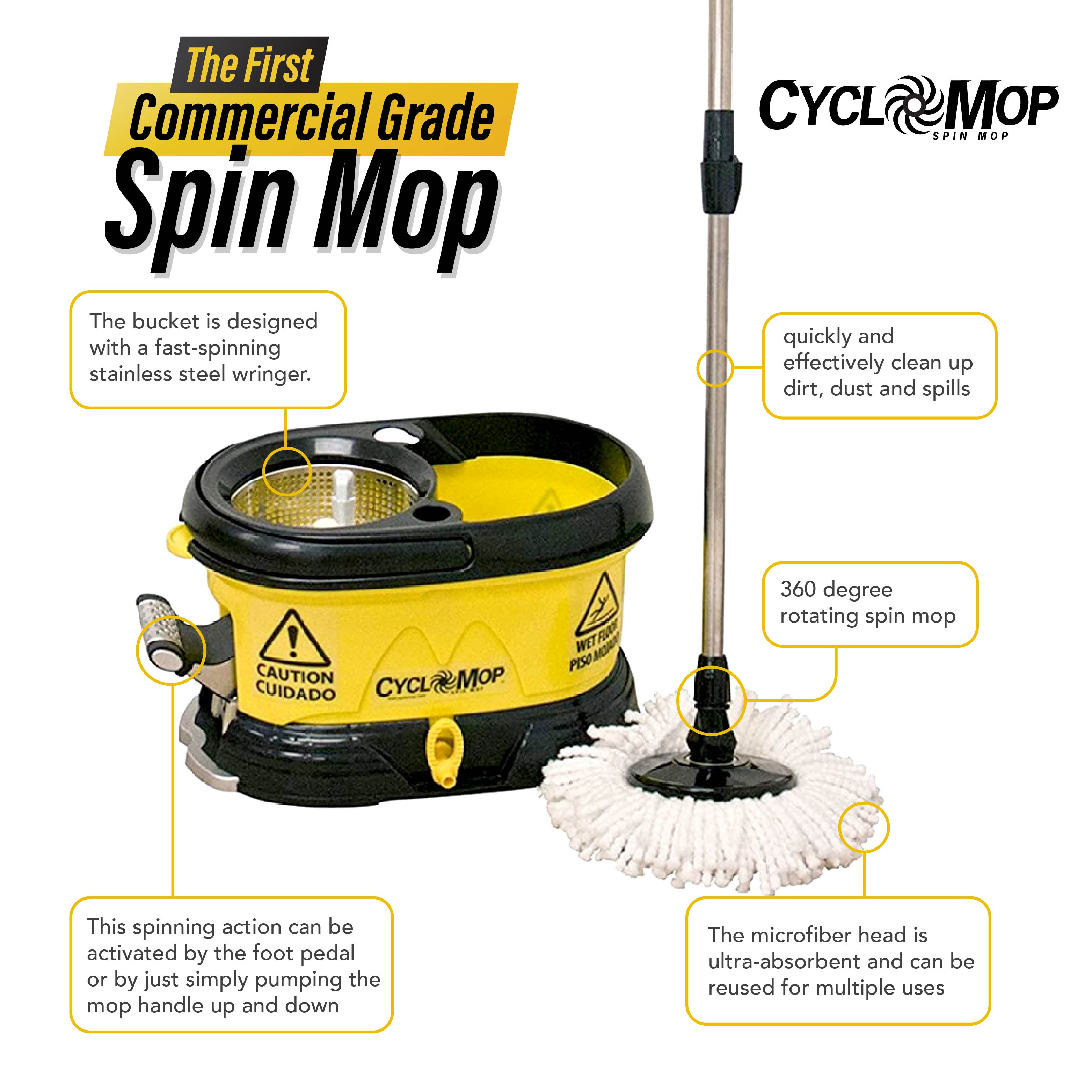 Cyclomop Commercial Turbo Spin Mop and Bucket Set