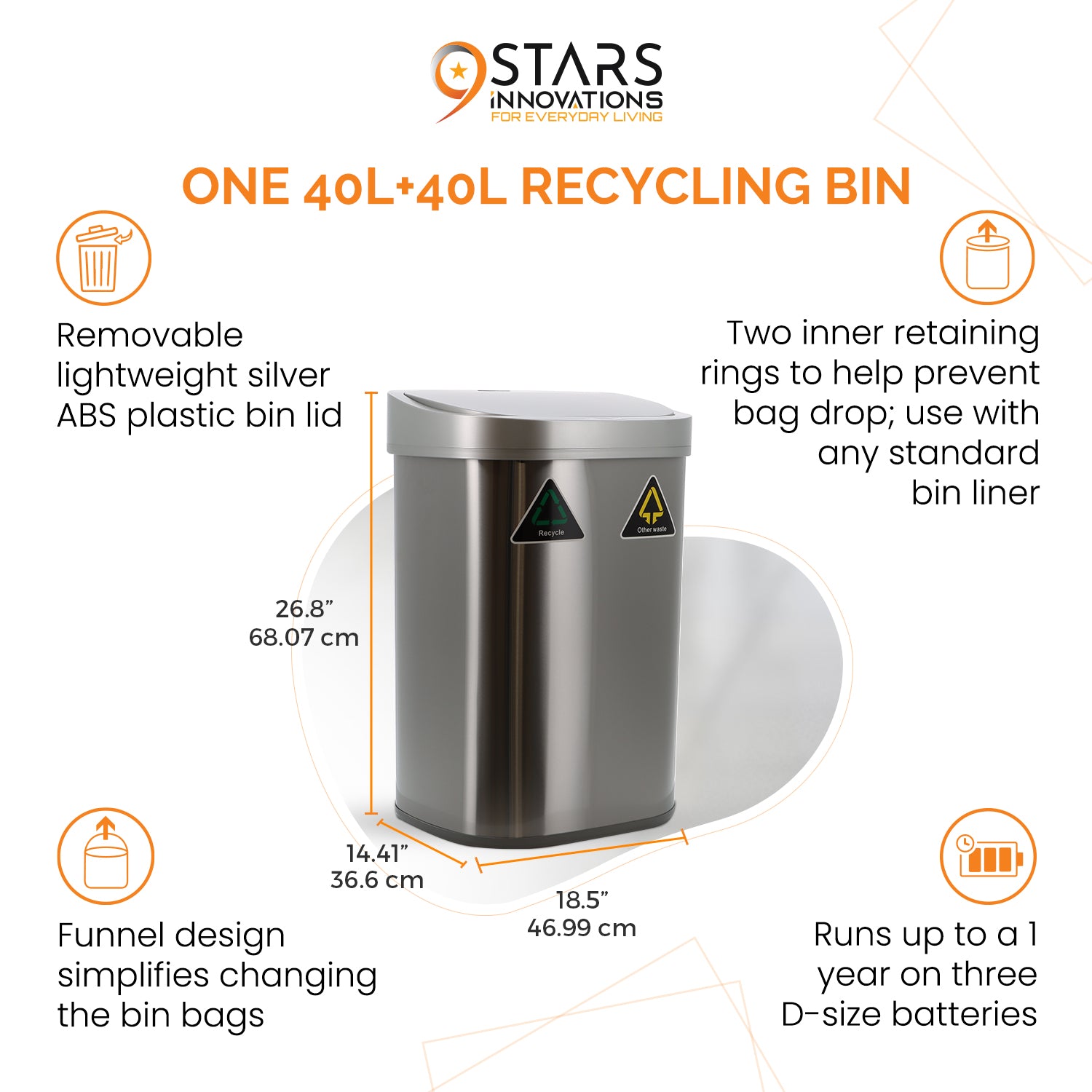 Recycling Bin Set - 80L + Dual Compartment 80L + 8L Food Bin