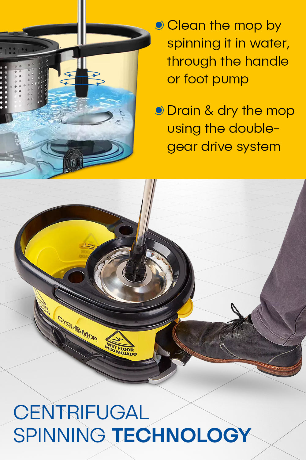 Cyclomop Commercial Turbo Spin Mop and Bucket Set