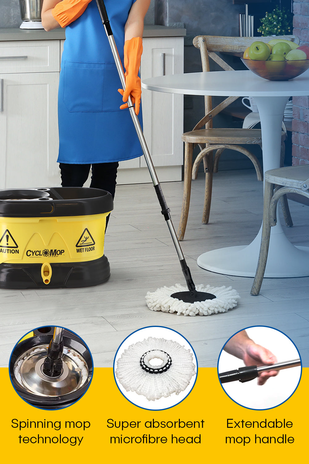 Cyclomop Commercial Turbo Spin Mop and Bucket Set