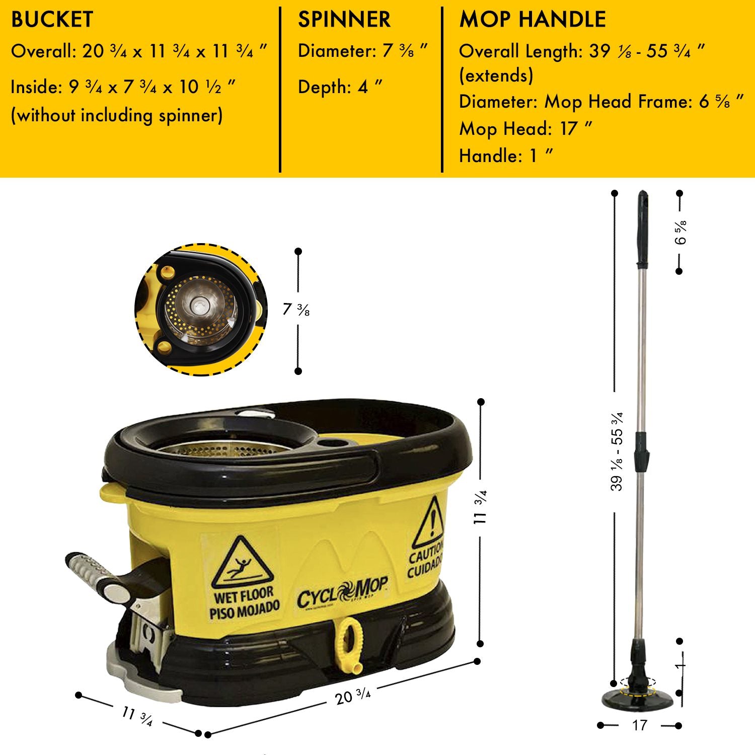 Cyclomop Commercial Turbo Spin Mop and Bucket Set