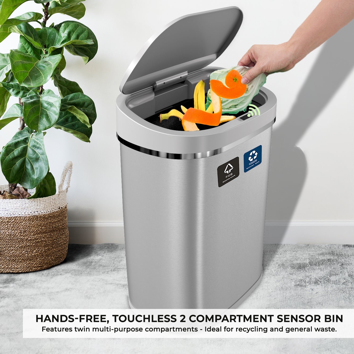 Dual Compartment Recycling Bin - 80L